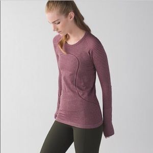 Lululemon swiftly tech ls in heather rust berry